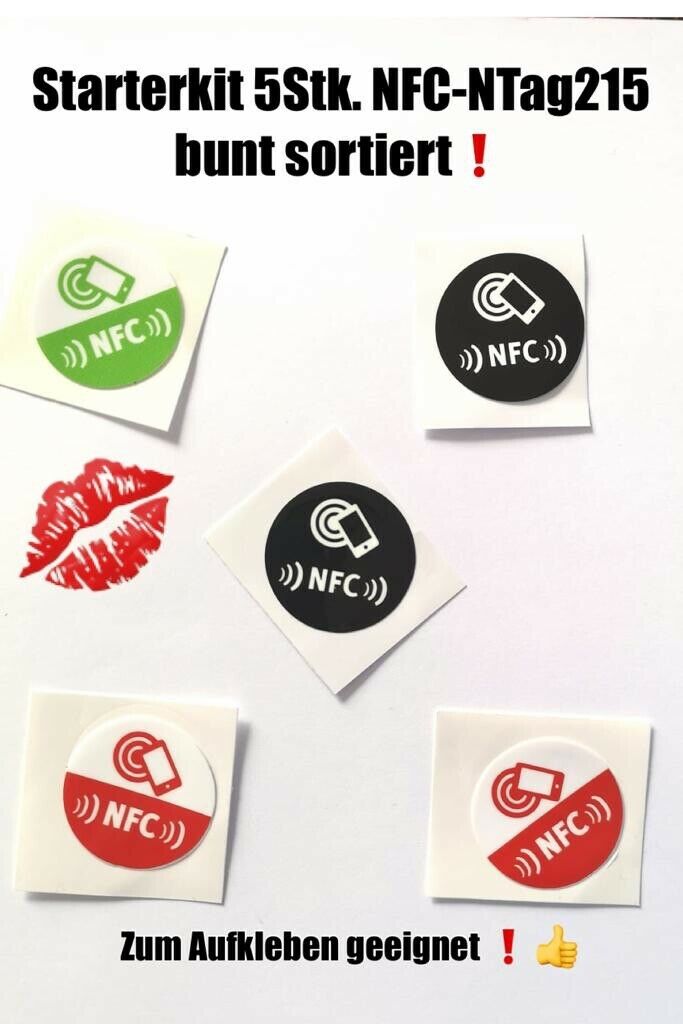 1 Starterkit NTAG215 Sticker sortiert für alle Smartphones geeignet